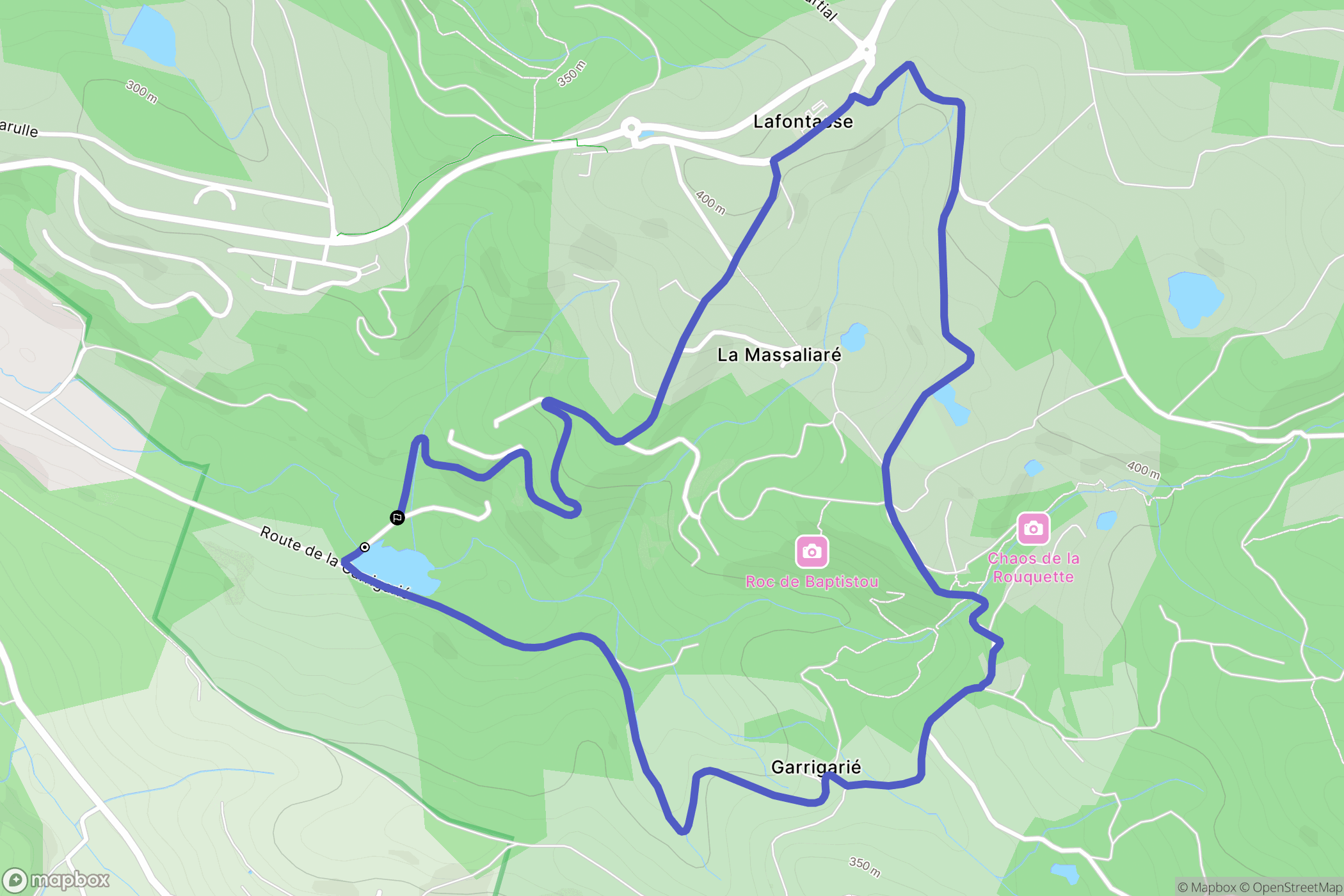 Burlats : carte du parcours de randonnée - France