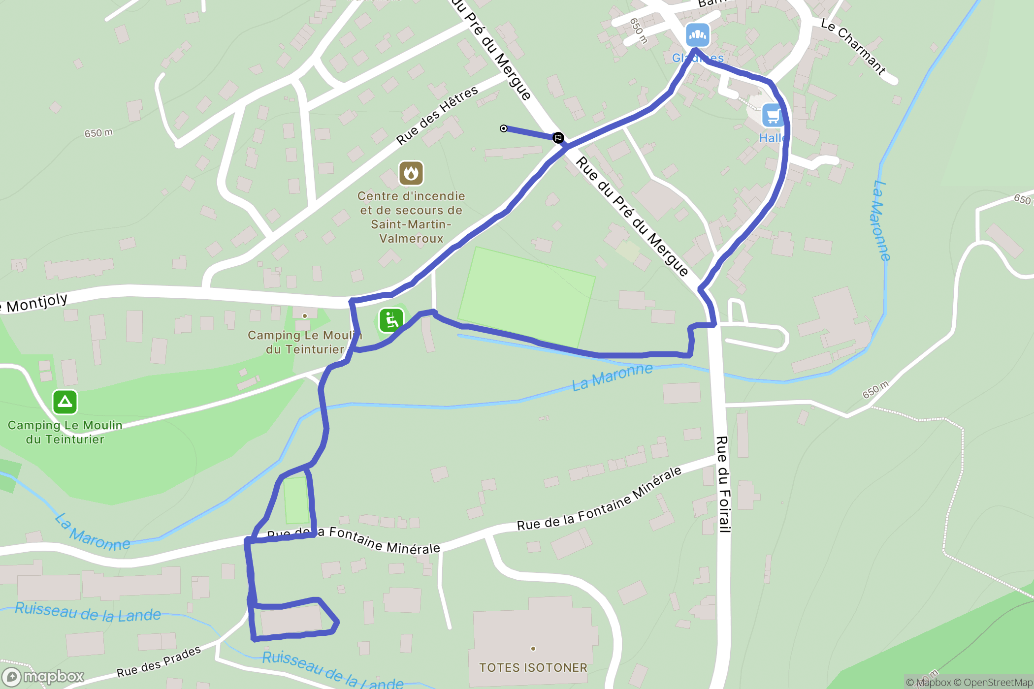 Saint-Martin-Valmeroux : carte du parcours de randonnée - France
