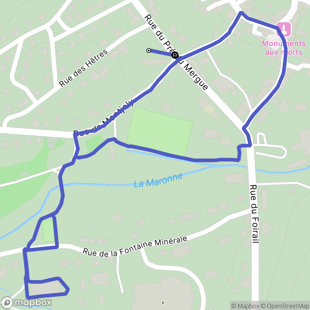 Saint-Martin-Valmeroux : carte du parcours de randonnée - France