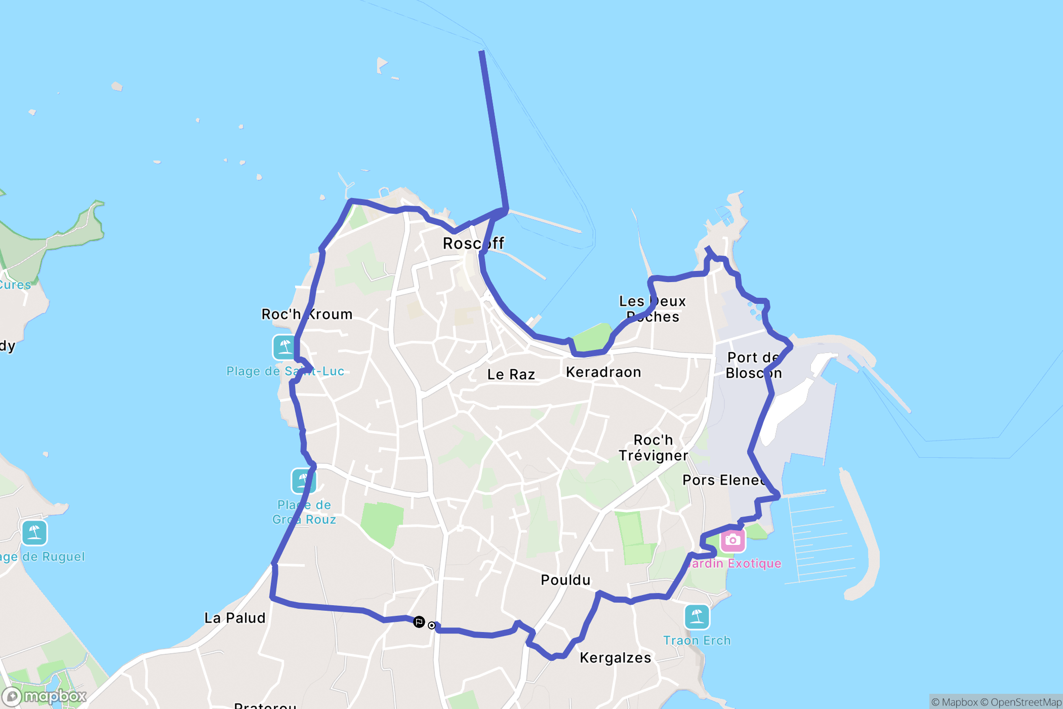 Roscoff : carte du parcours de randonnée - France