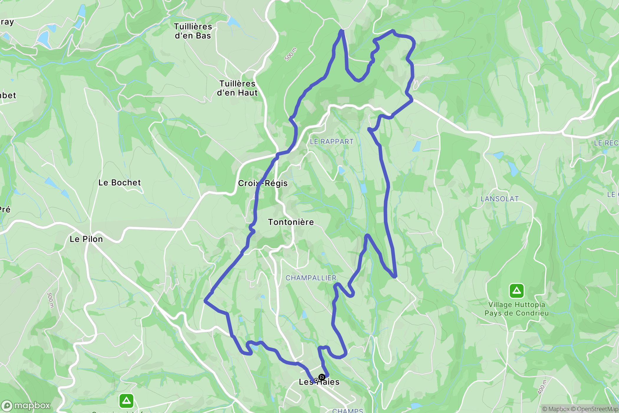 Les Haies : carte du parcours de randonnée - France