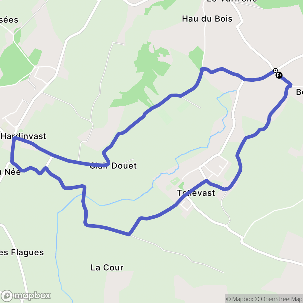 Tollevast : carte du parcours de randonnée - France