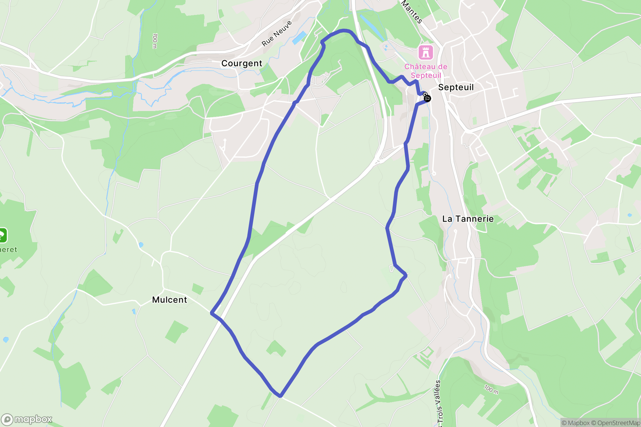 Septeuil : carte du parcours de randonnée - France