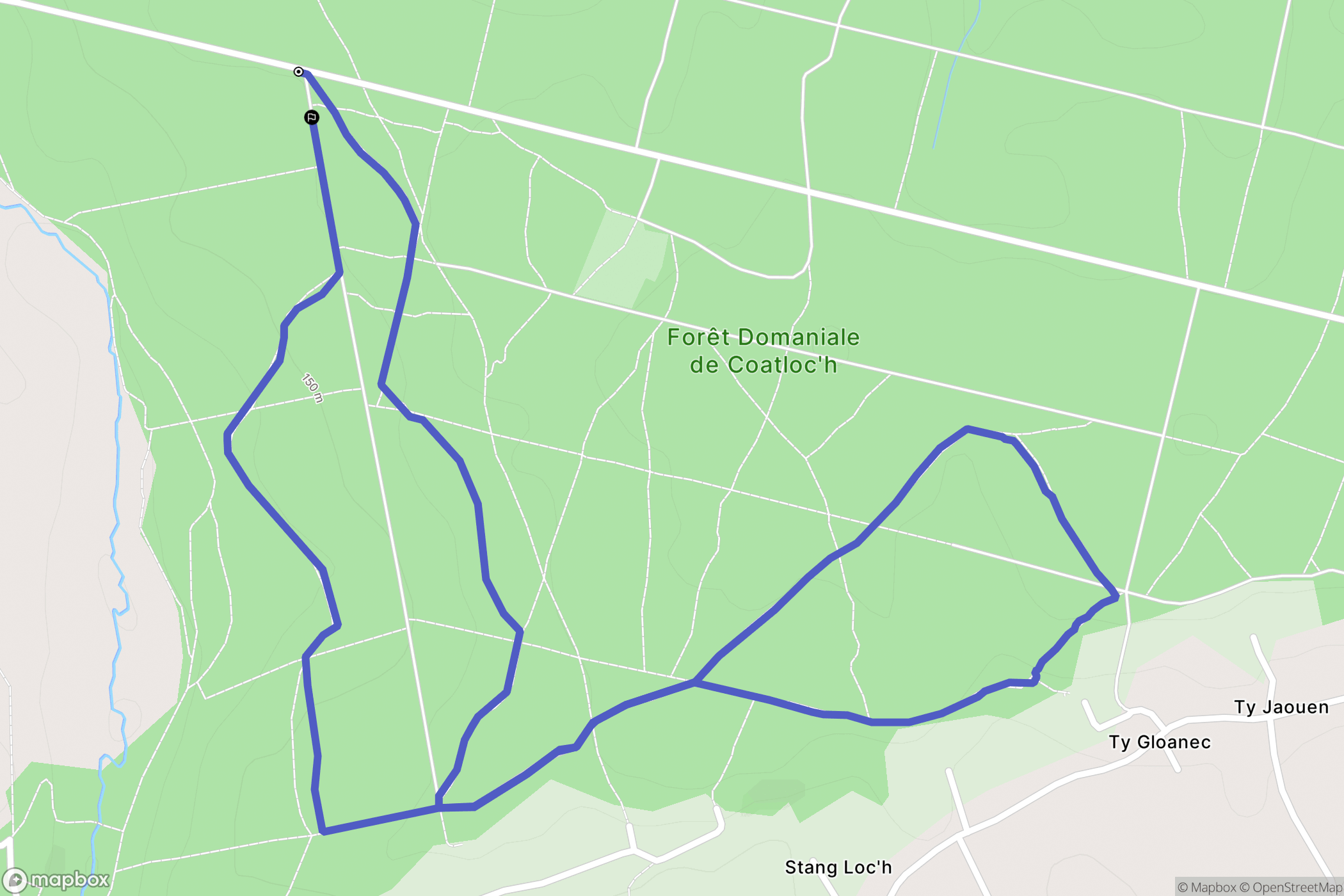 Scaër : carte du parcours de randonnée - France