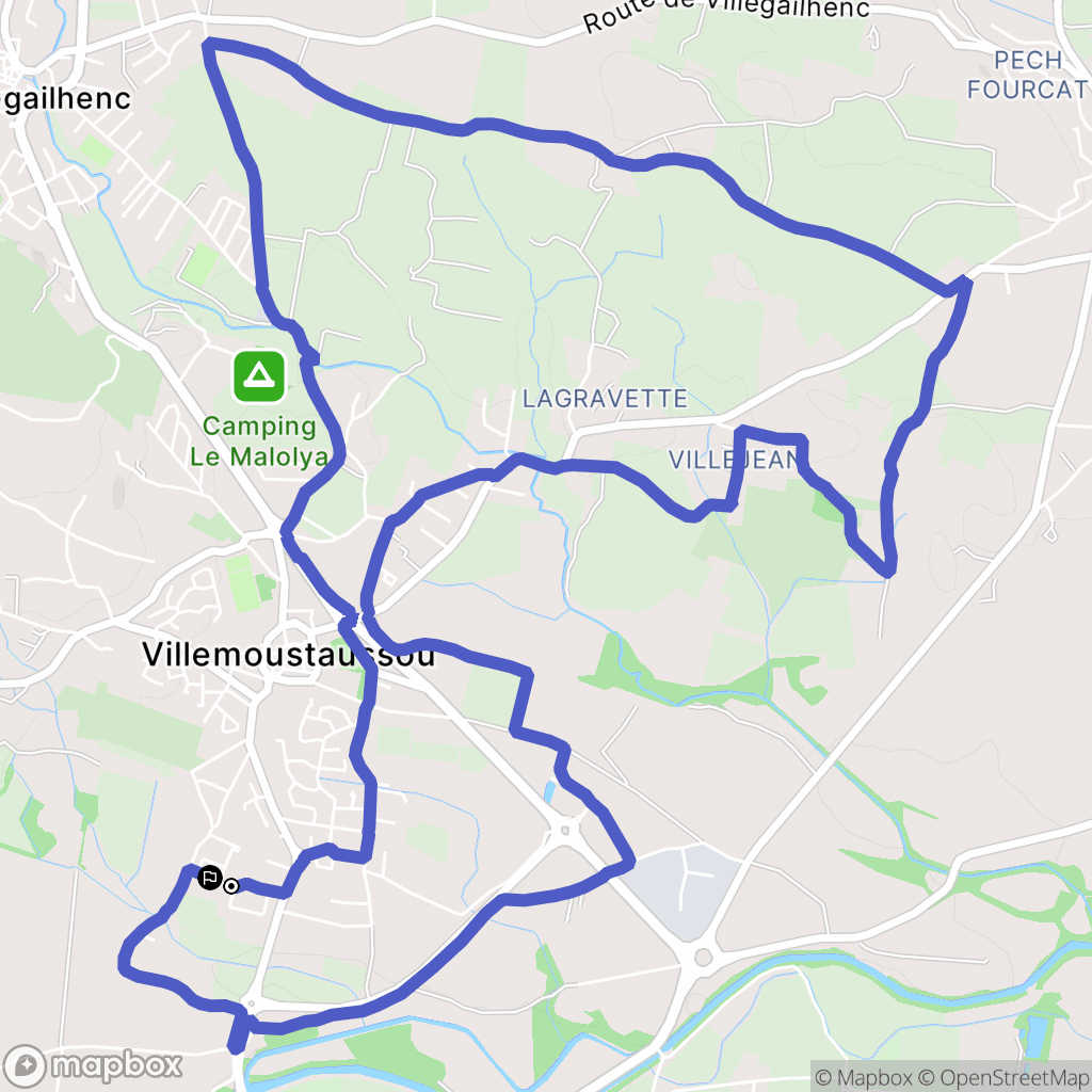 Villemoustaussou : carte du parcours de randonnée - France