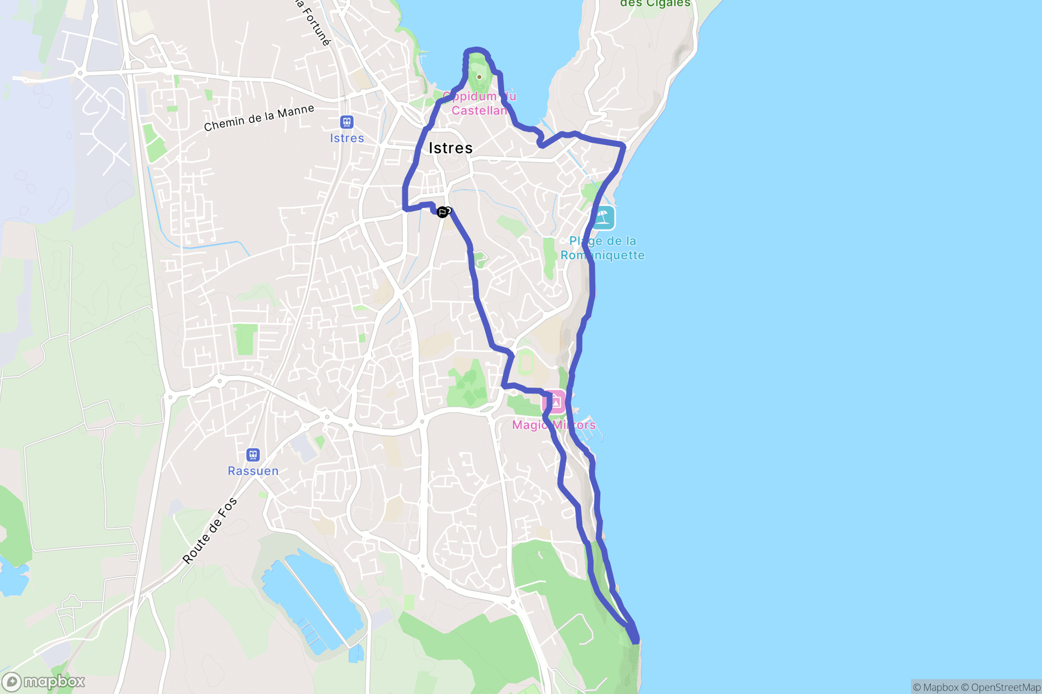 Istres : carte du parcours de randonnée - France
