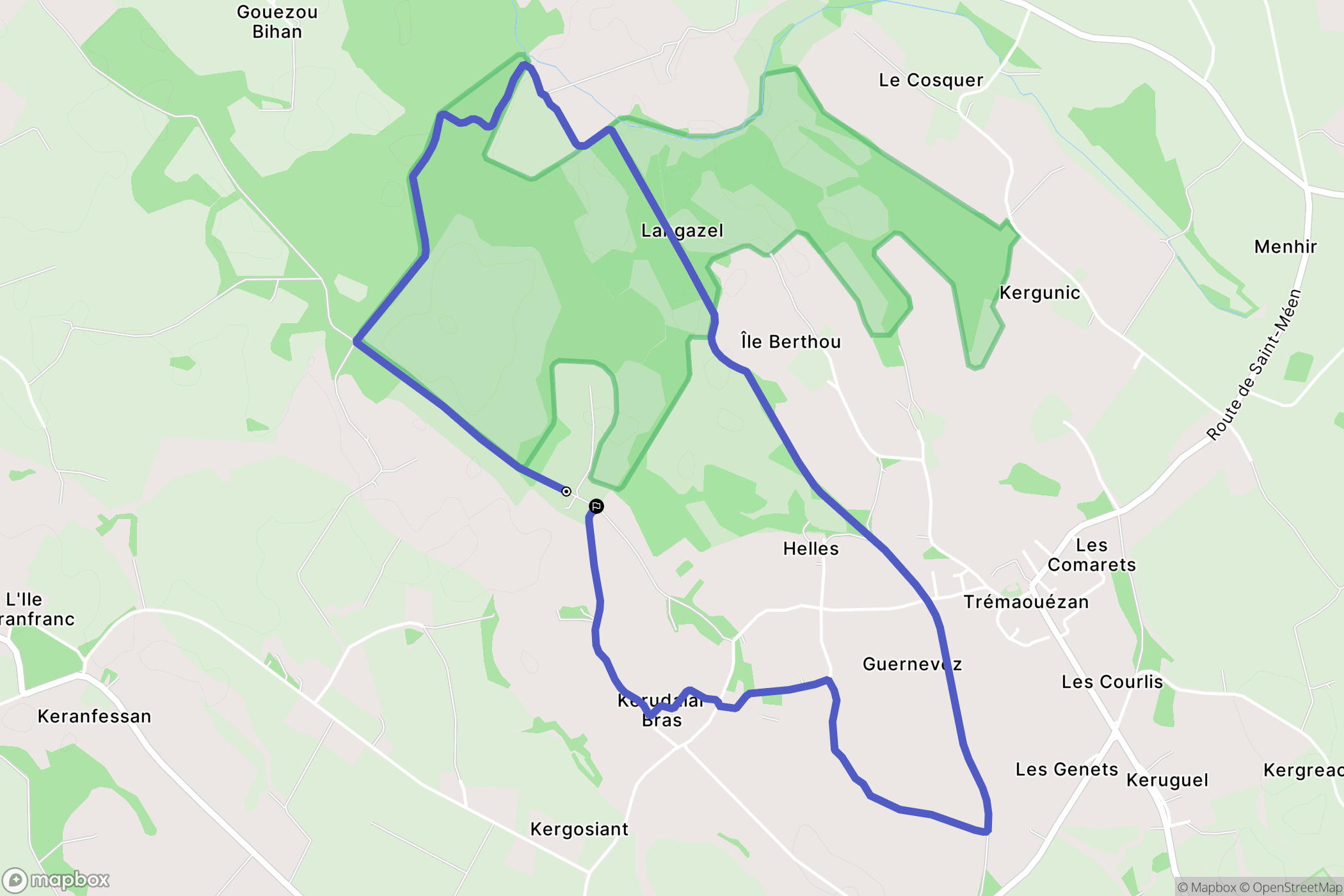 Trémaouézan : carte du parcours de randonnée - France