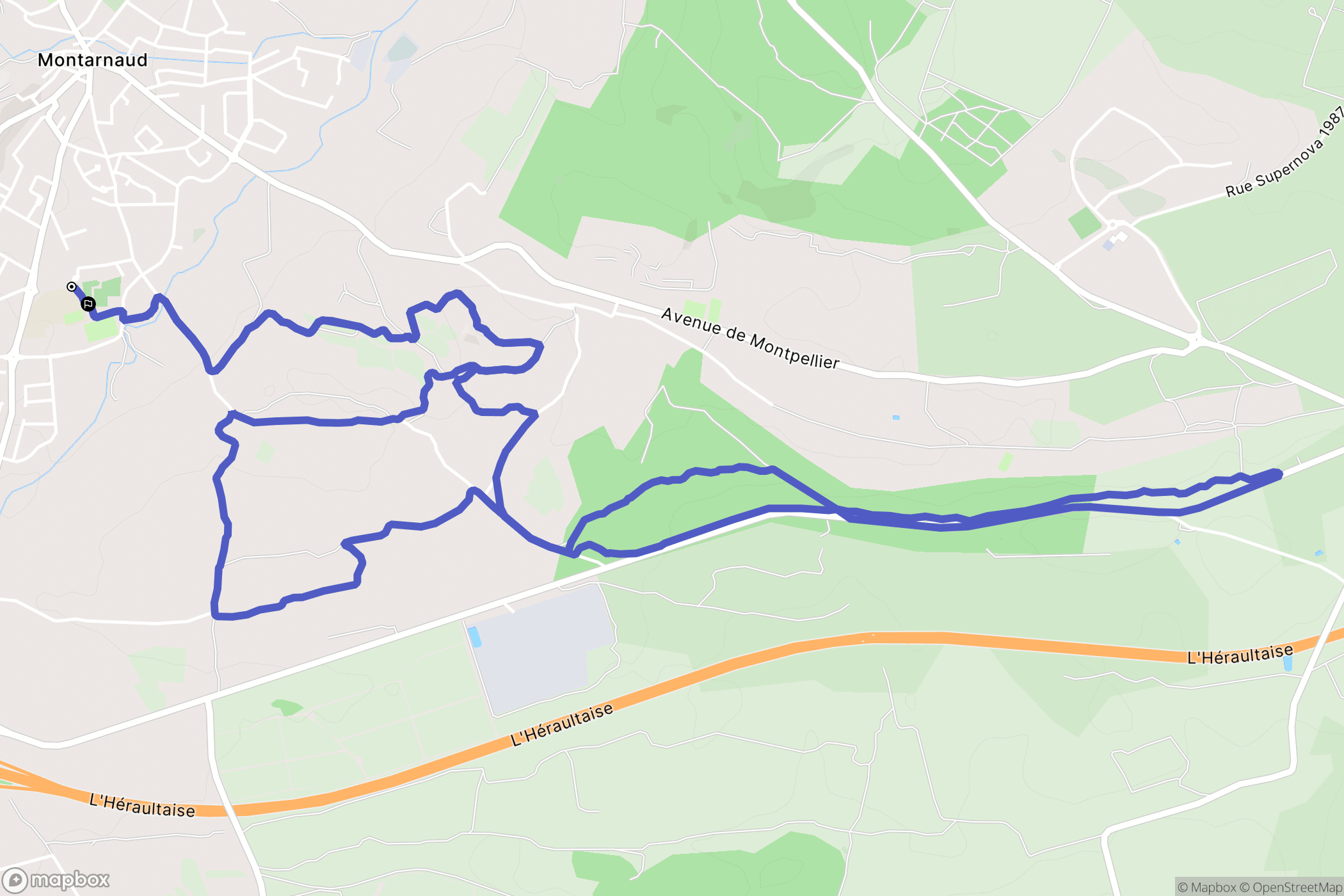 Montarnaud : carte du parcours de randonnée - France