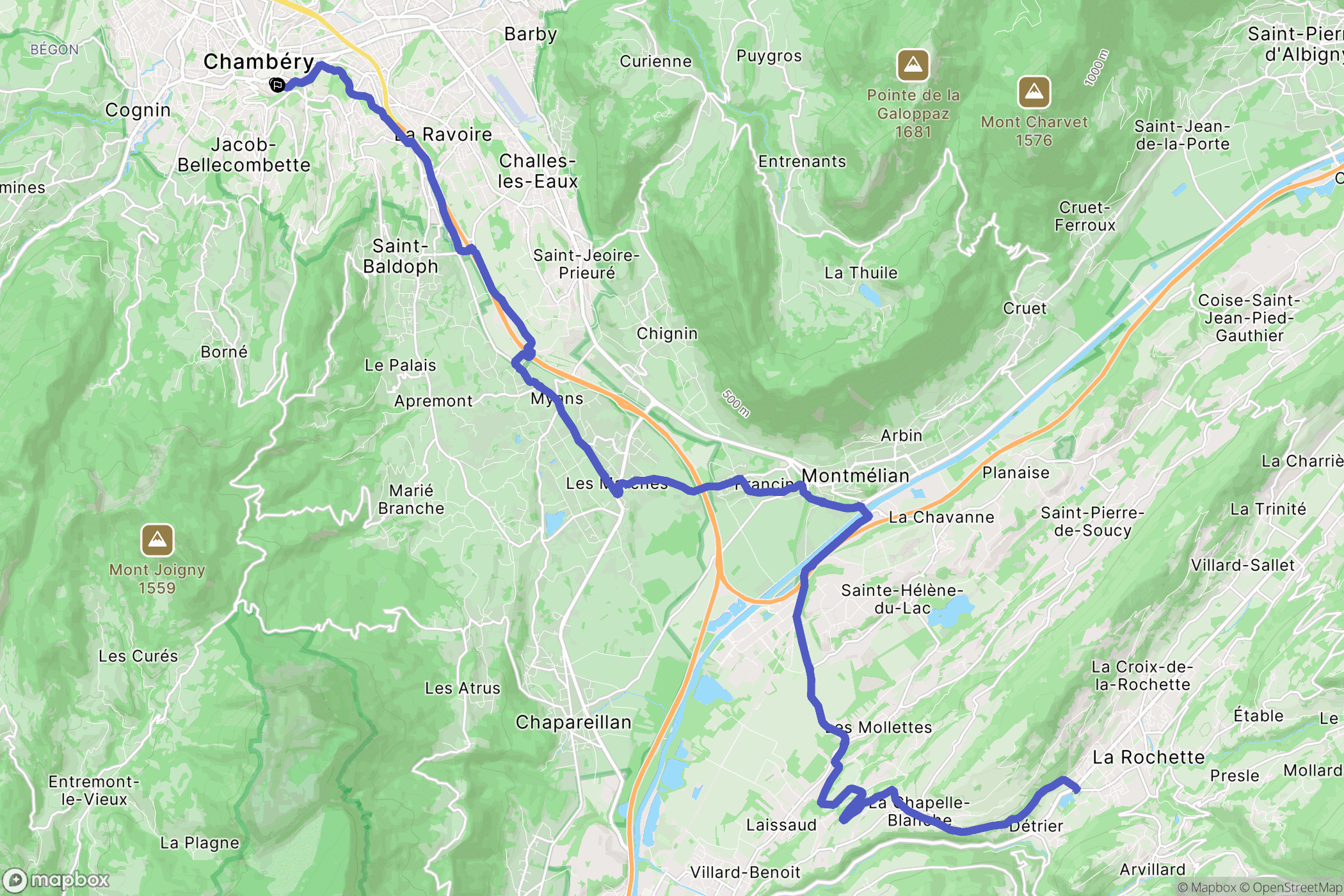 Chambéry : carte du parcours de randonnée - France