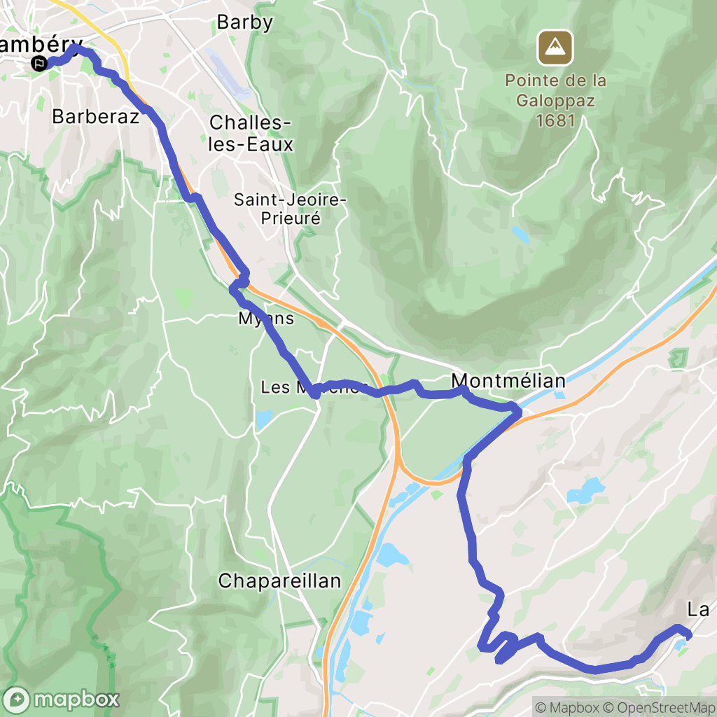 Chambéry : carte du parcours de randonnée - France
