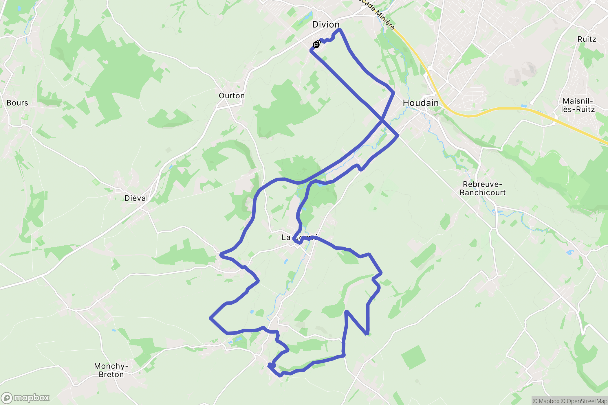 Divion : carte du parcours de randonnée - France