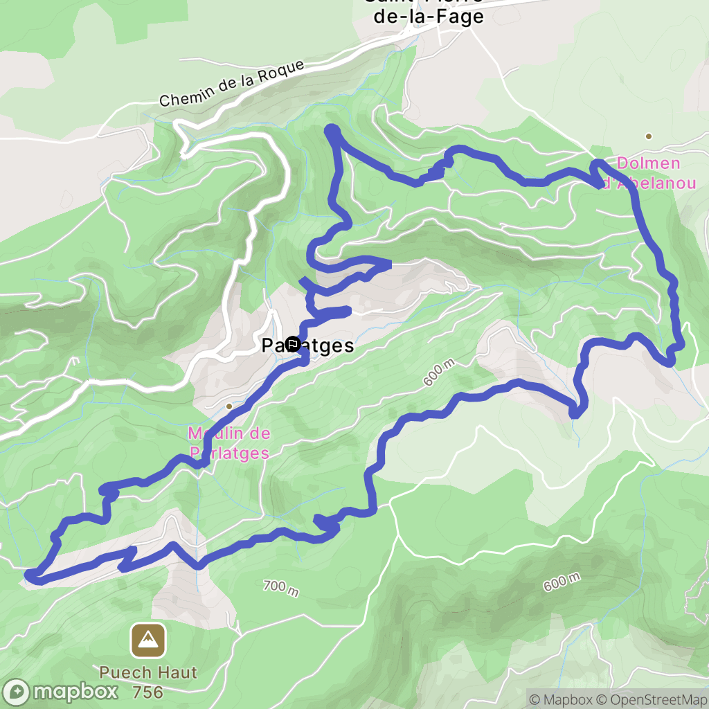 Saint-Pierre-de-la-Fage : carte du parcours de randonnée - France