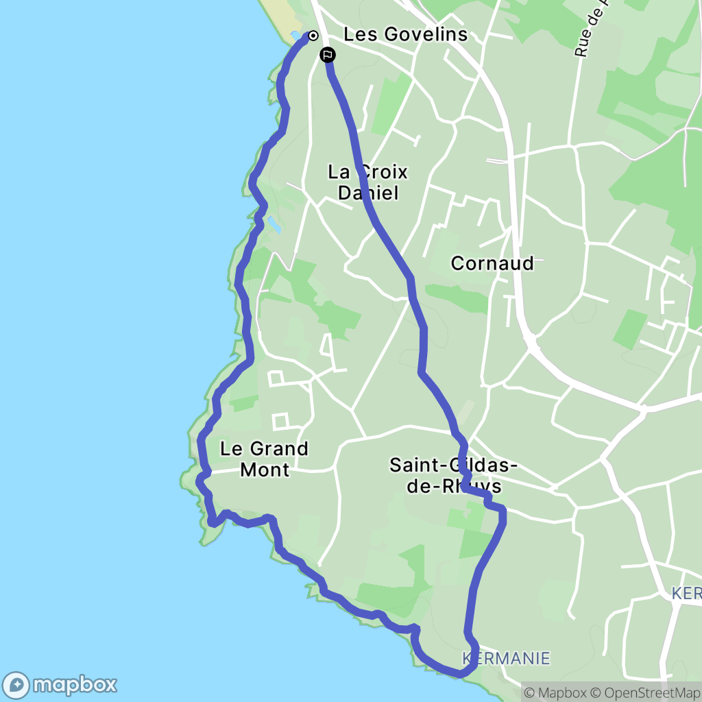 Saint-Gildas-de-Rhuys : carte du parcours de randonnée - France