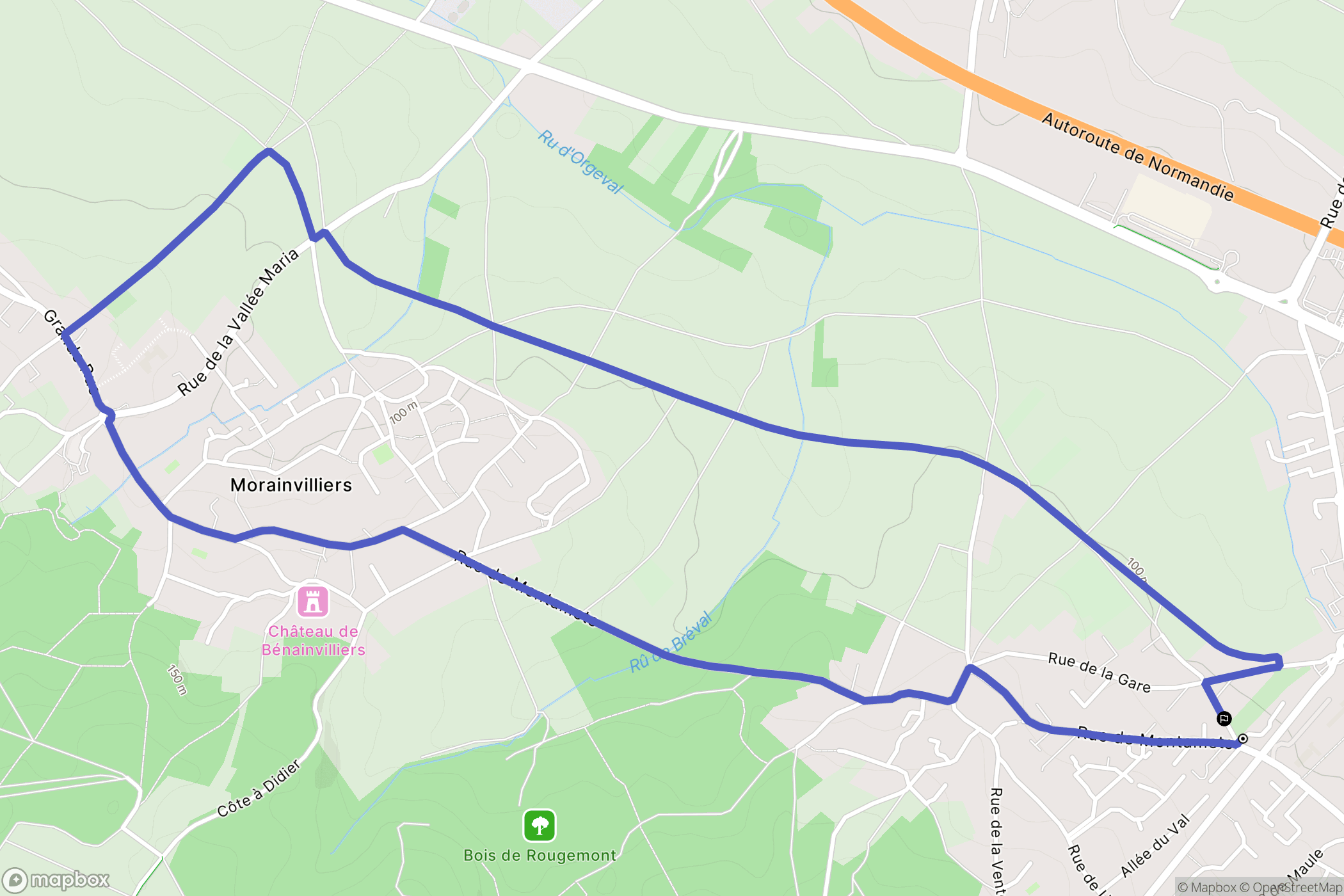 Orgeval : carte du parcours de randonnée - France