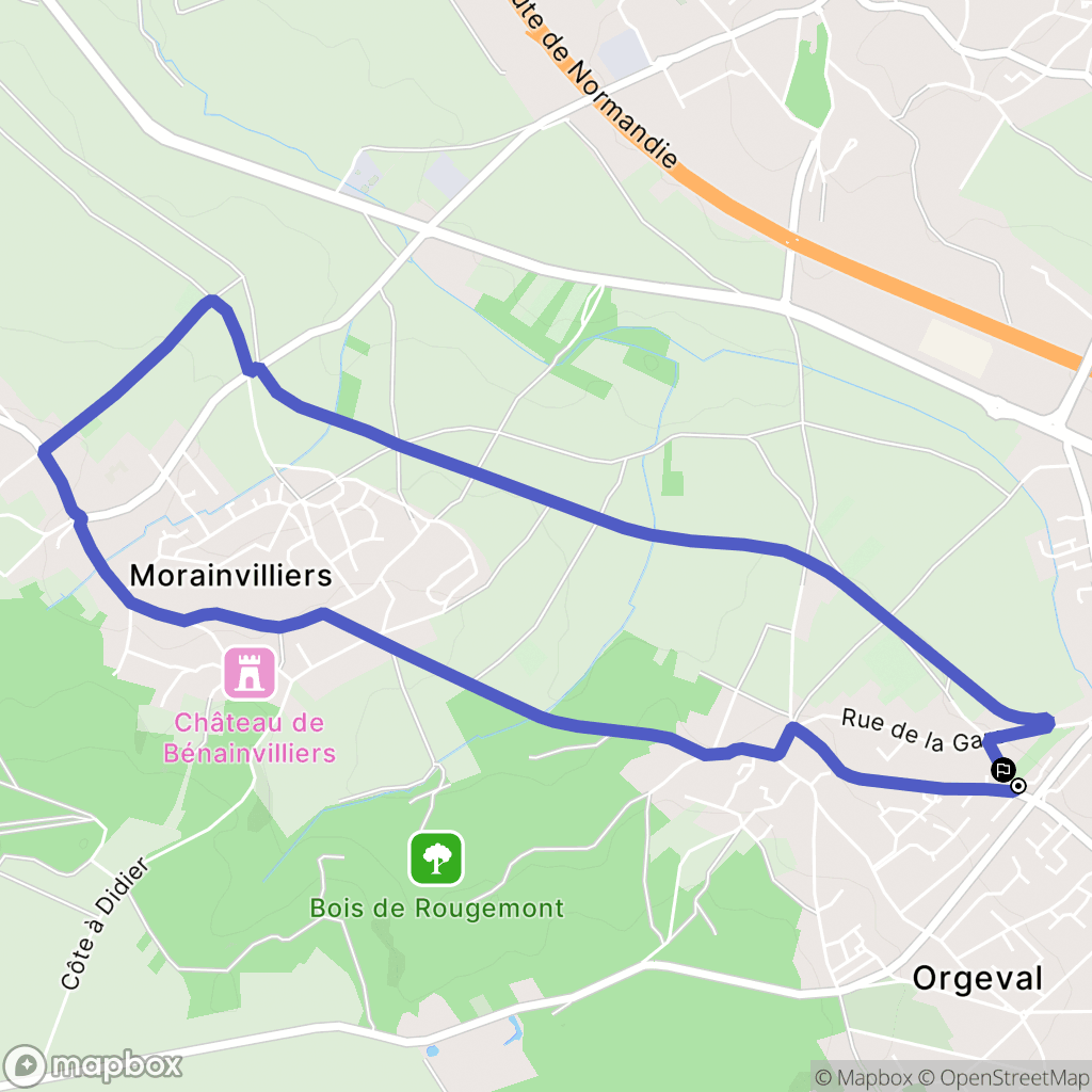Orgeval : carte du parcours de randonnée - France