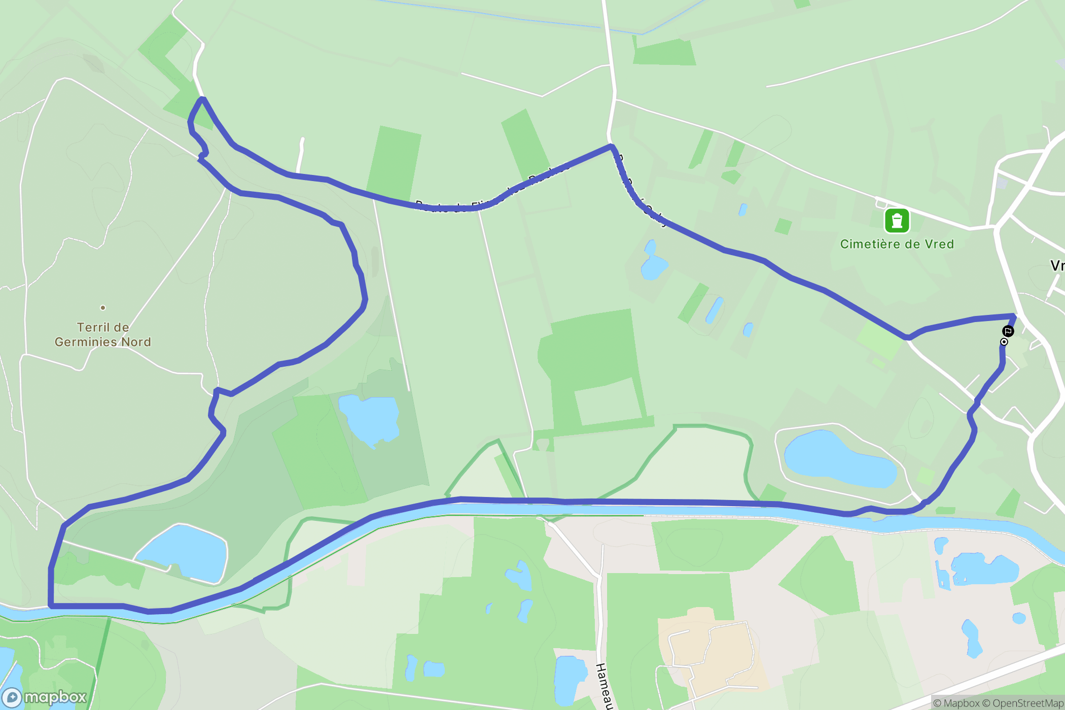 Vred : carte du parcours de randonnée - France