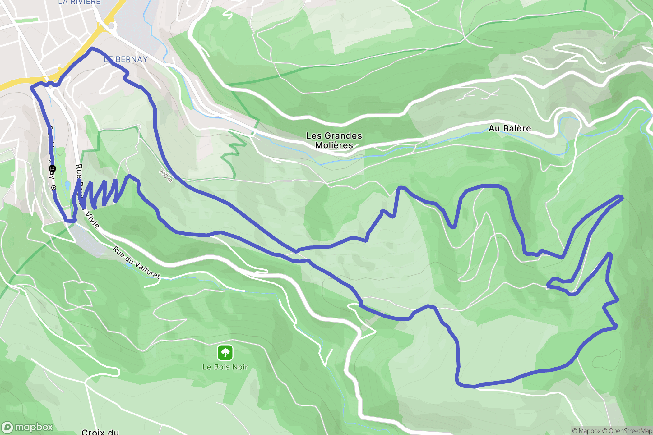 Saint-Étienne : carte du parcours de randonnée - France