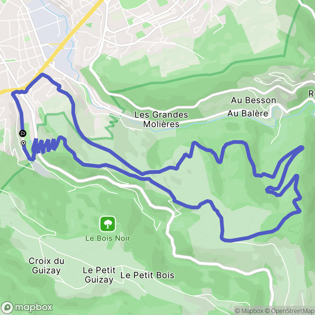 Saint-Étienne : carte du parcours de randonnée - France