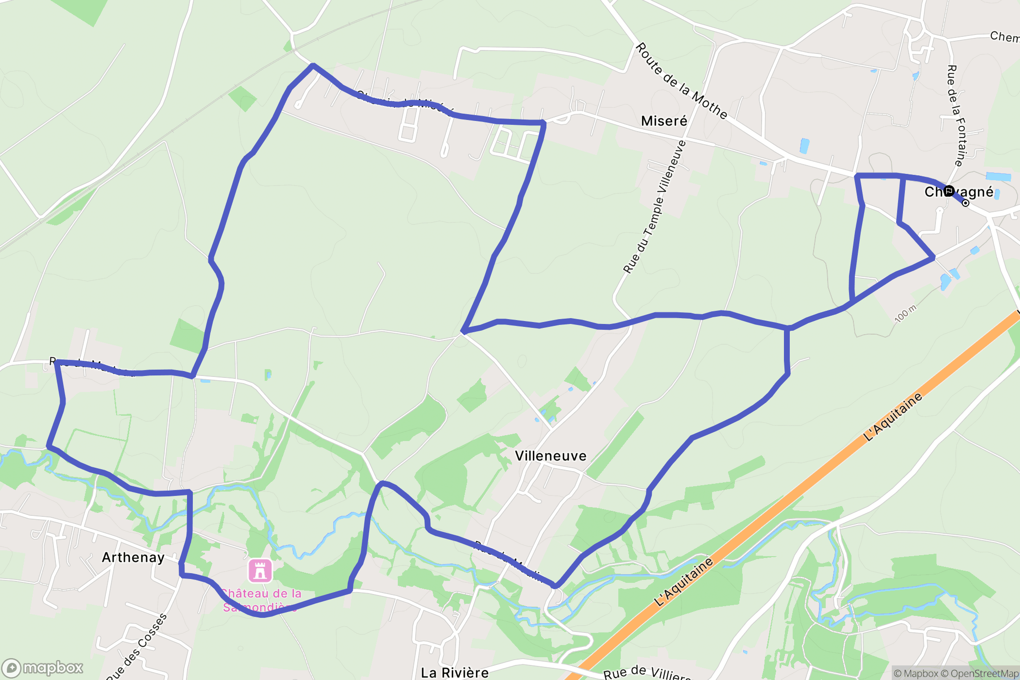 La Crèche : carte du parcours de randonnée - France