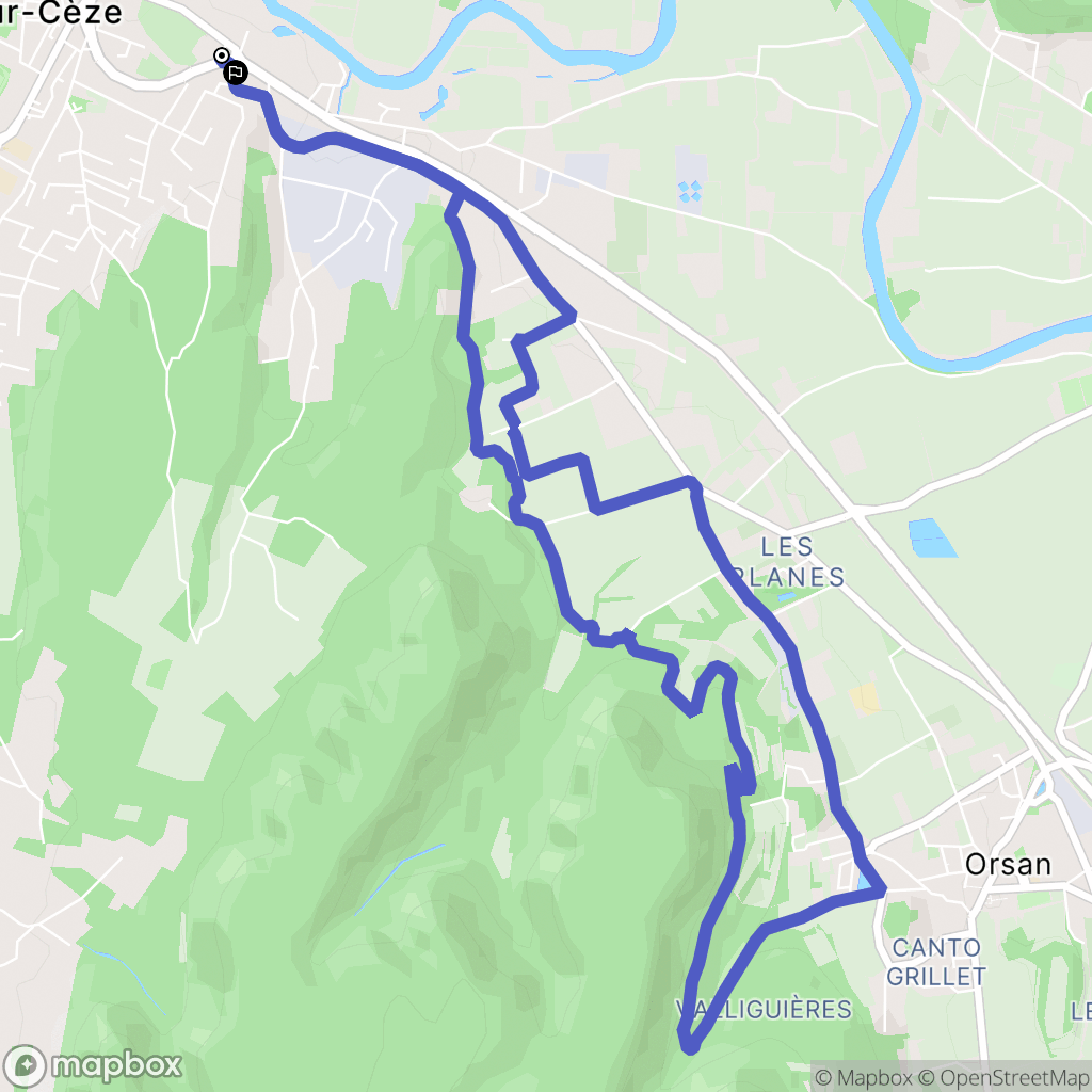 Bagnols-sur-Cèze : carte du parcours de randonnée - France
