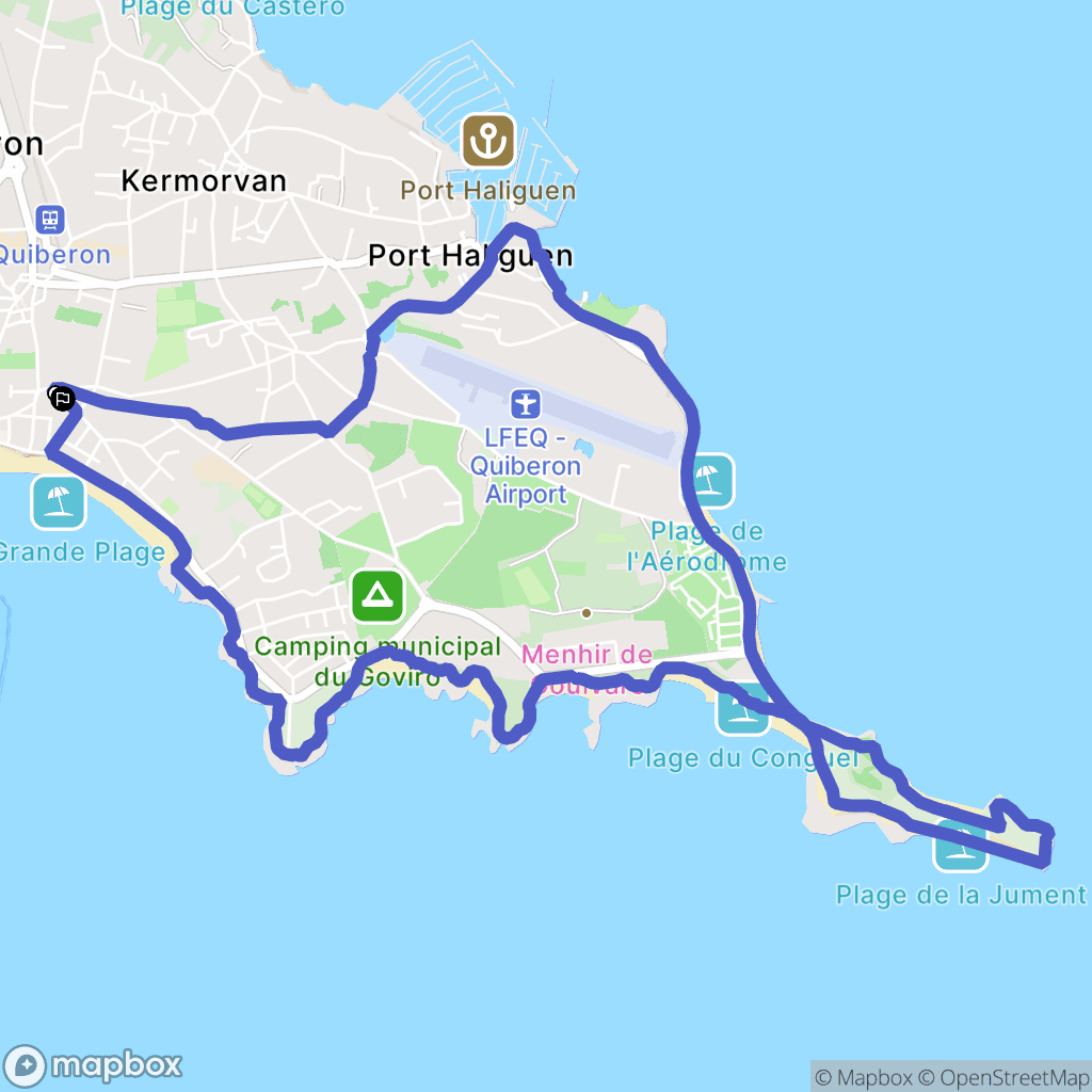 Quiberon : carte du parcours de randonnée - France
