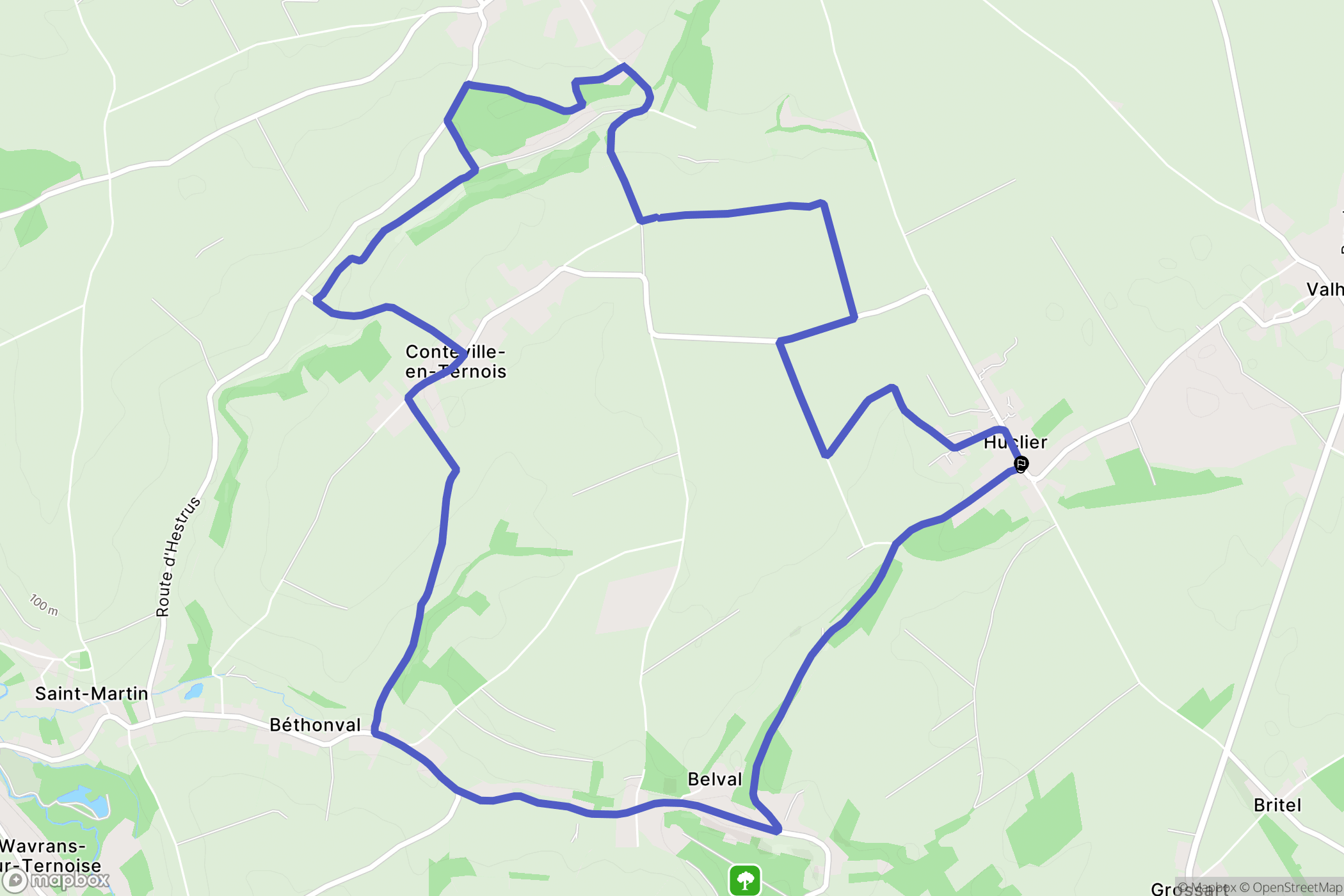 Huclier : carte du parcours de randonnée - France