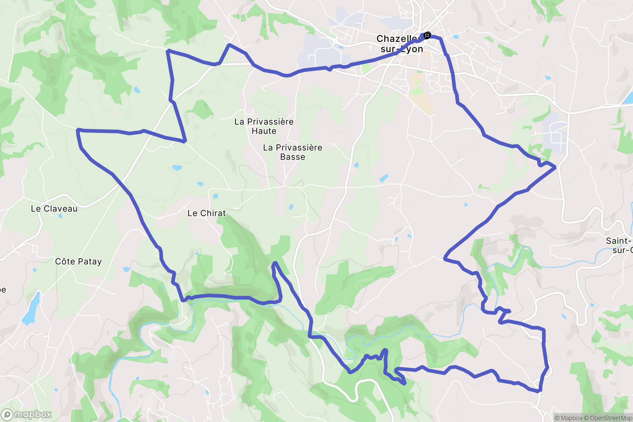 Chazelles-sur-Lyon : carte du parcours de randonnée - France