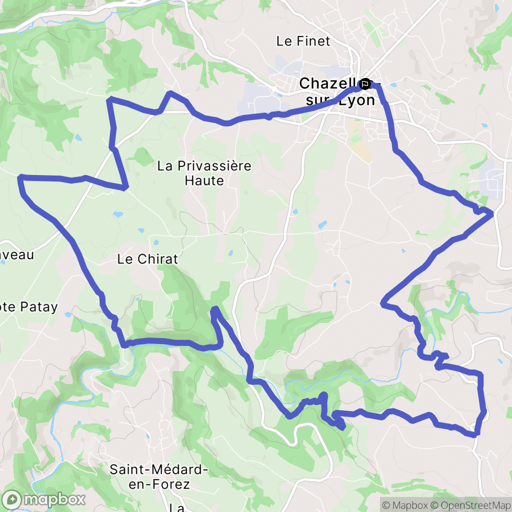Chazelles-sur-Lyon : carte du parcours de randonnée - France