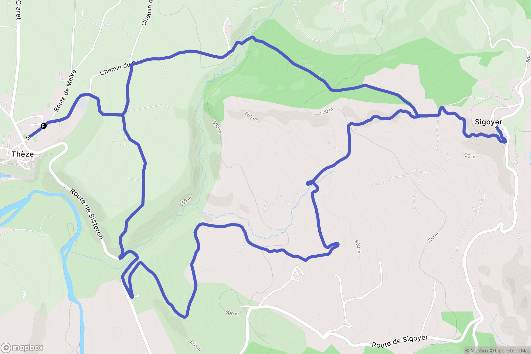 Thèze : carte du parcours de randonnée - France