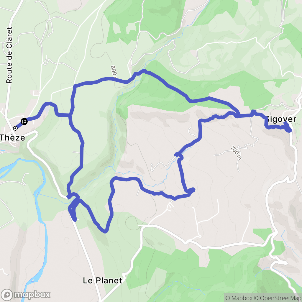 Thèze : carte du parcours de randonnée - France