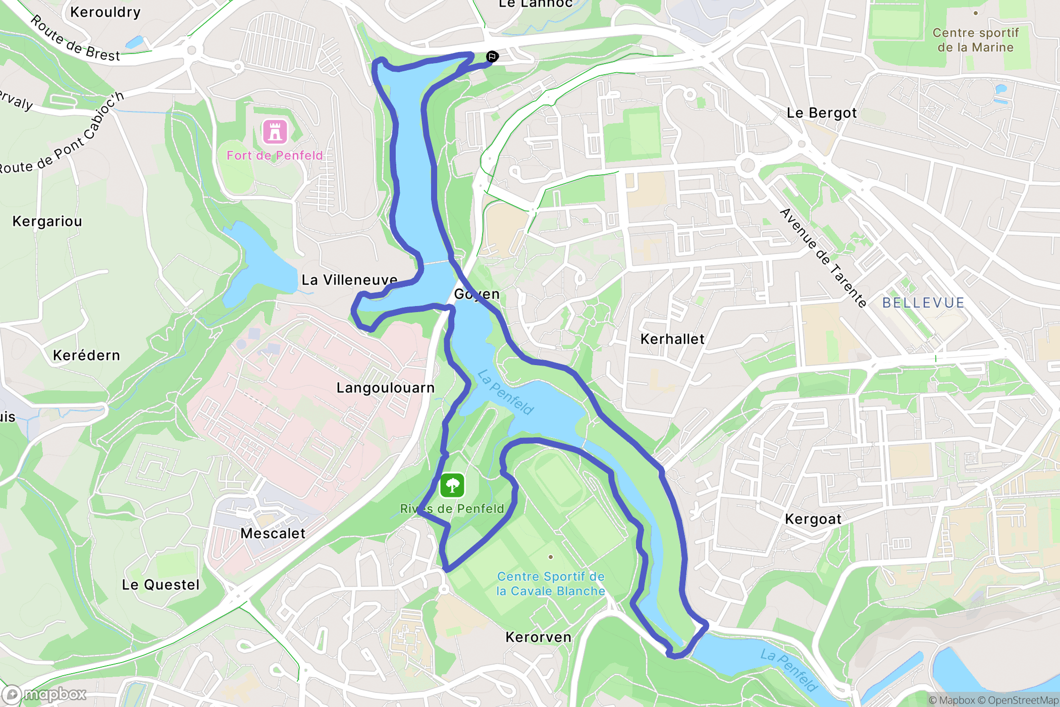 Brest : carte du parcours de randonnée - France