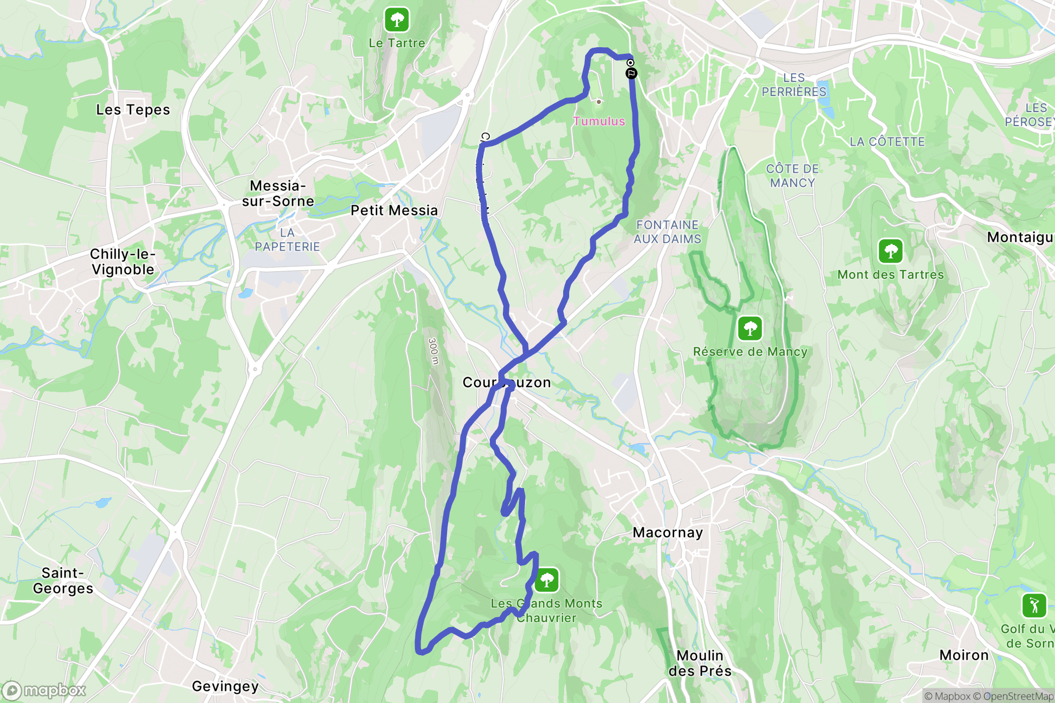 Lons-le-Saunier : carte du parcours de randonnée - France