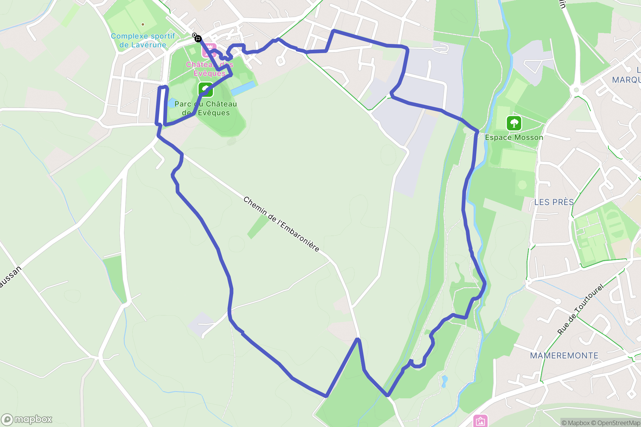 Lavérune : carte du parcours de randonnée - France