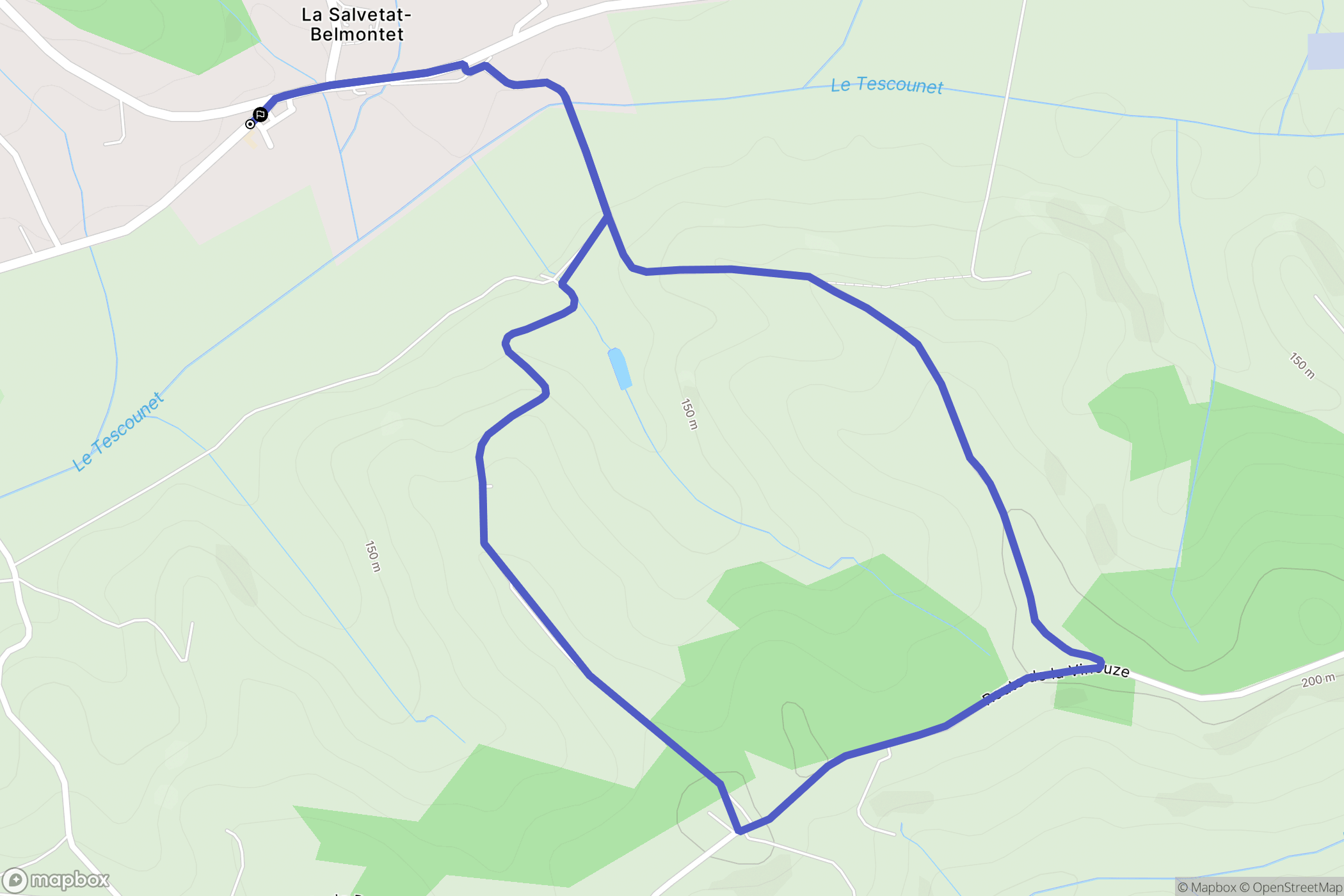 La Salvetat-Belmontet : carte du parcours de randonnée - France