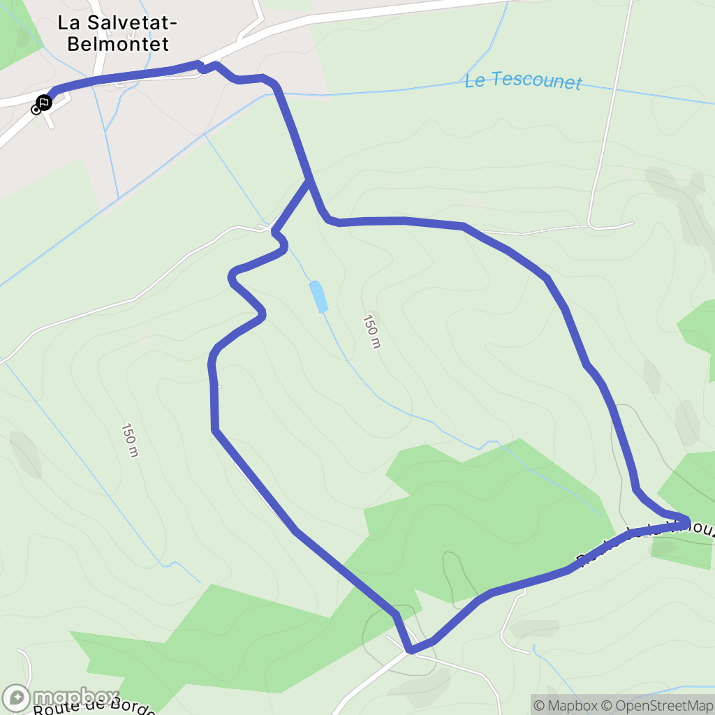La Salvetat-Belmontet : carte du parcours de randonnée - France