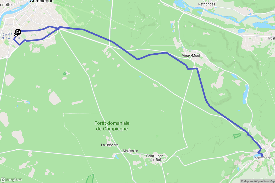 Compiègne : carte du parcours de randonnée - France