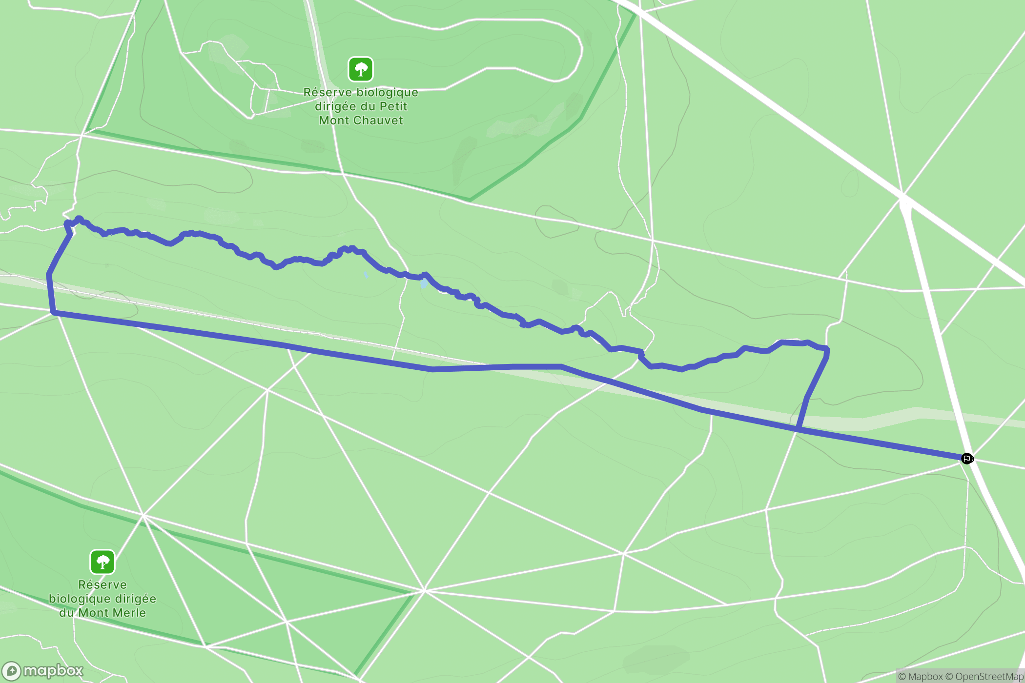 Fontainebleau : carte du parcours de randonnée - France