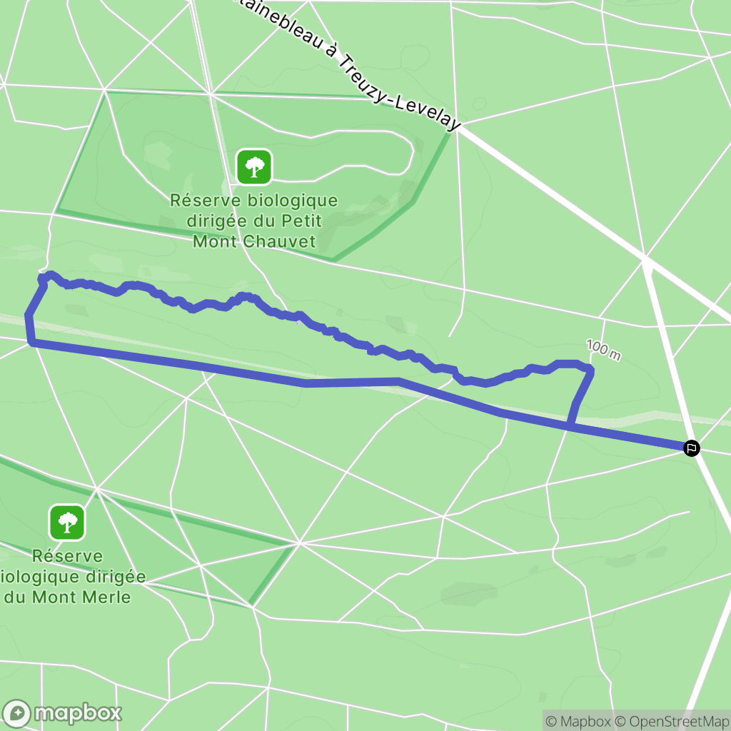 Fontainebleau : carte du parcours de randonnée - France