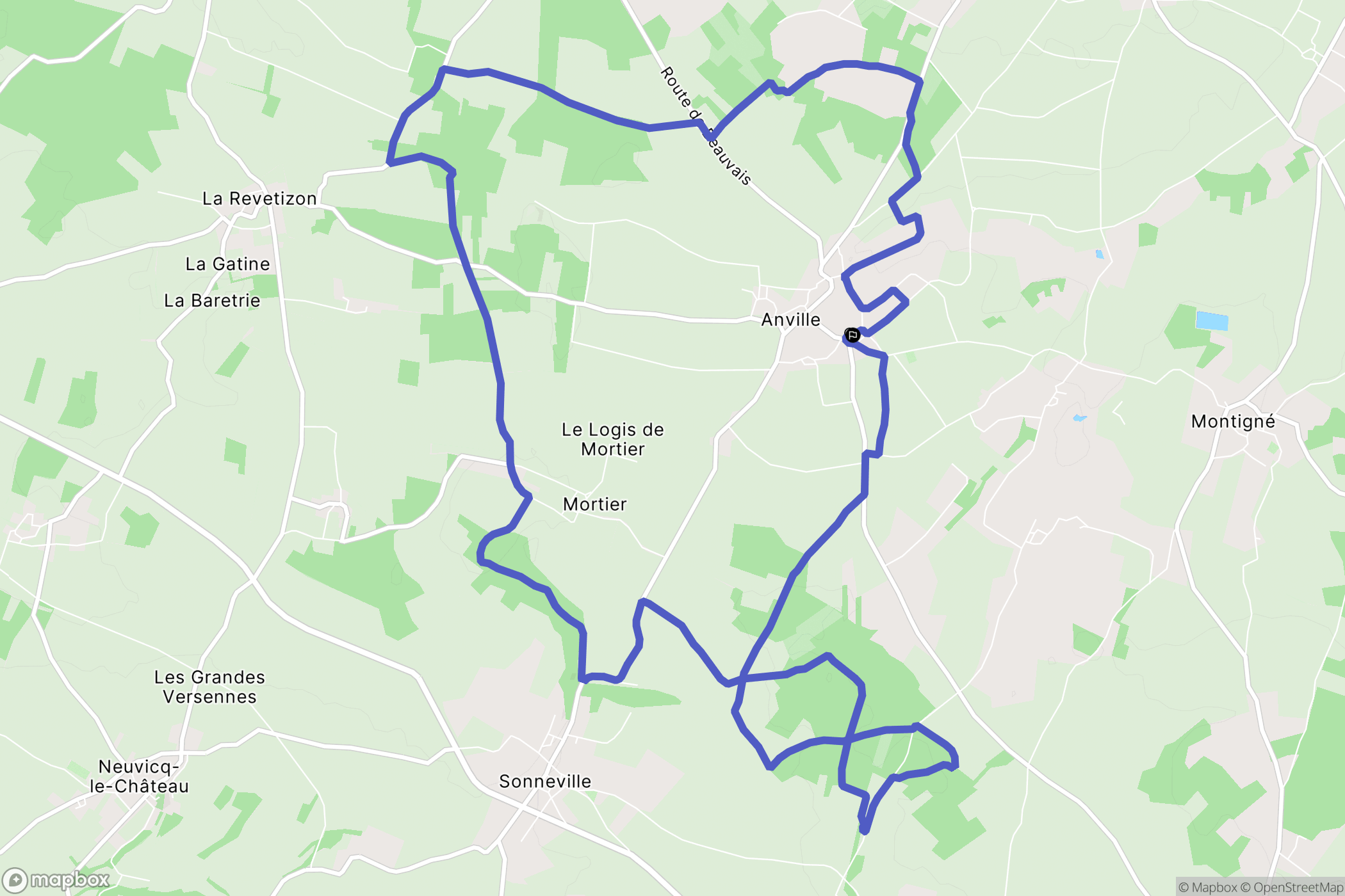 Val-d'Auge : carte du parcours de randonnée - France