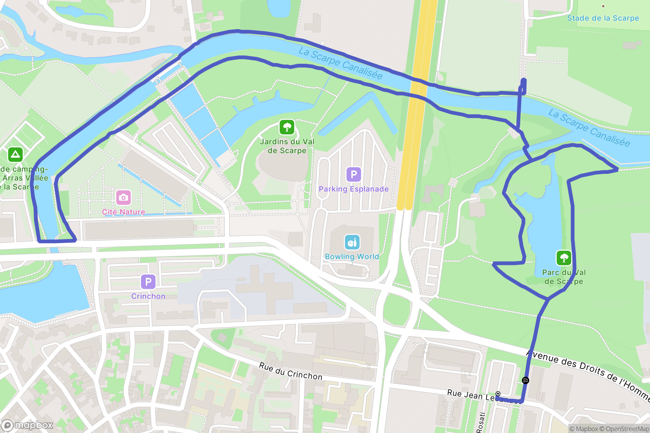 Arras : carte du parcours de randonnée - France