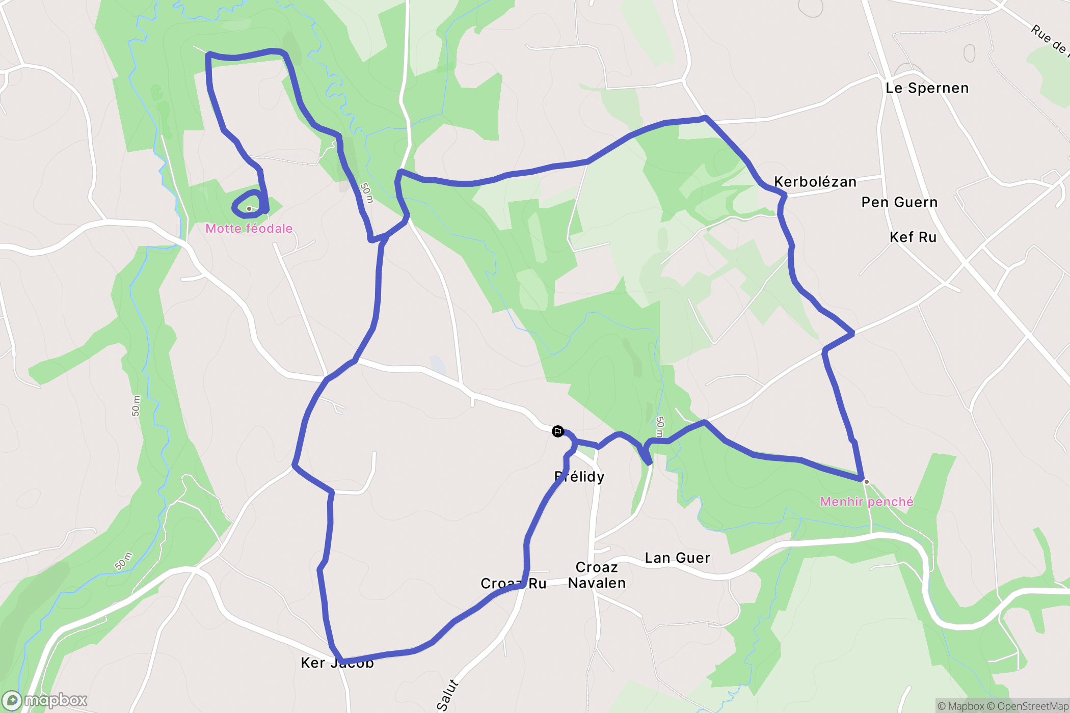 Brélidy : carte du parcours de randonnée - France
