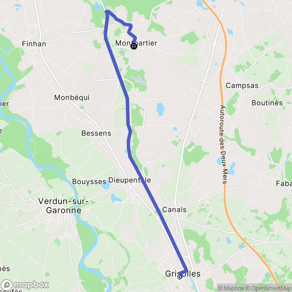 Grisolles : carte du parcours de randonnée - France