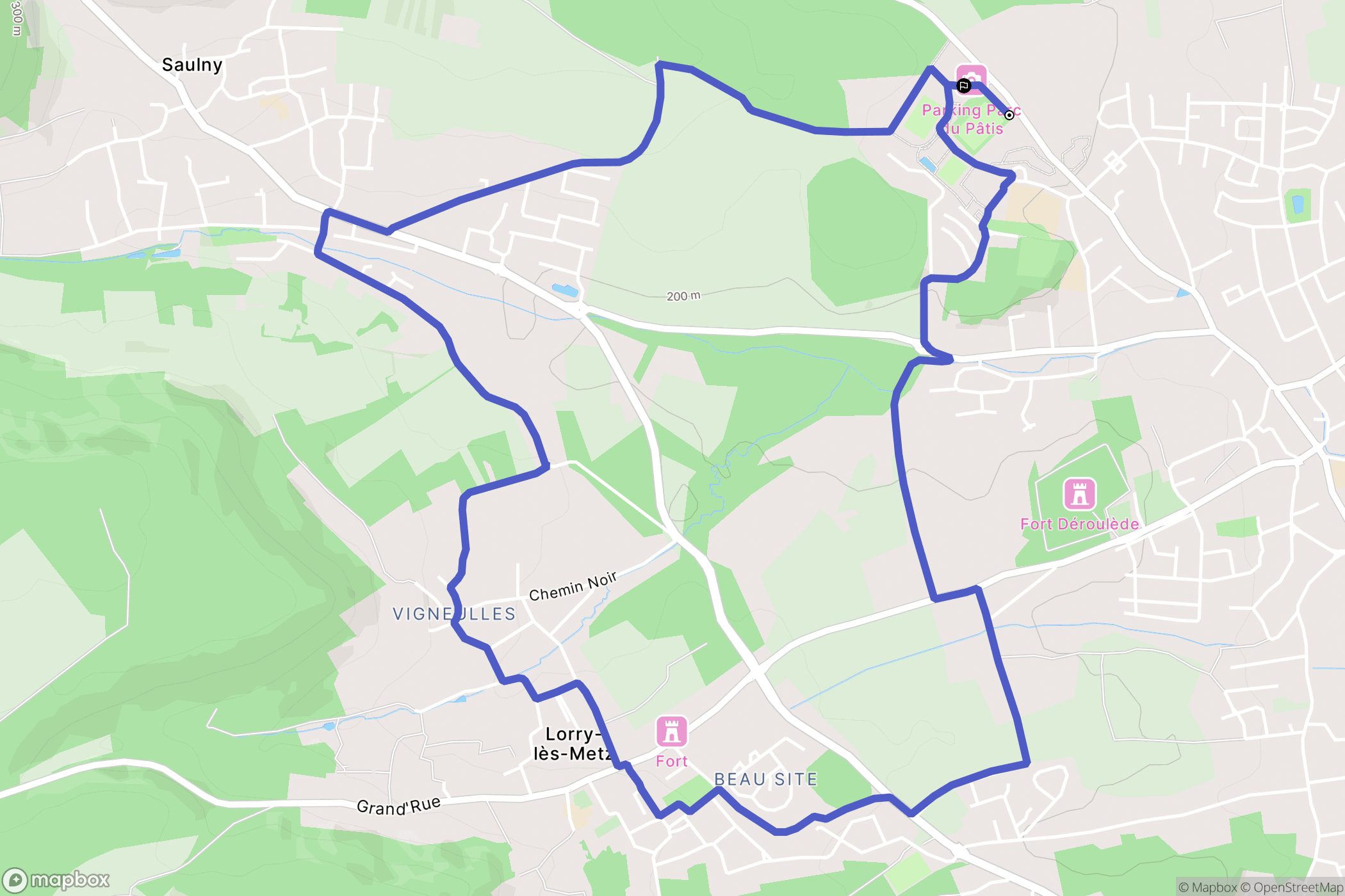 Woippy : carte du parcours de randonnée - France