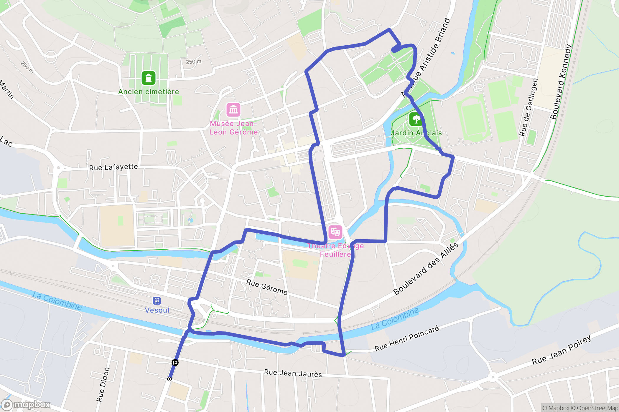 Vesoul : carte du parcours de randonnée - France