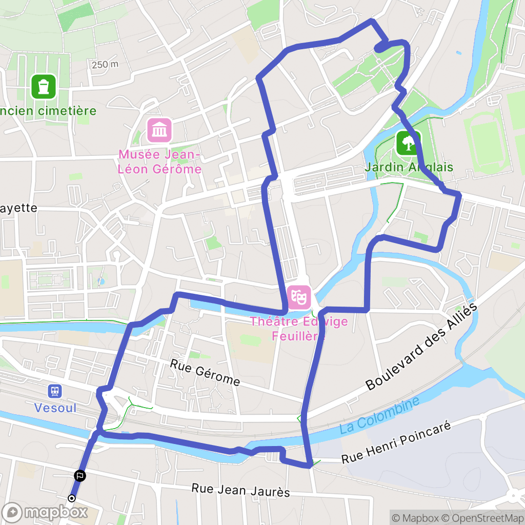 Vesoul : carte du parcours de randonnée - France