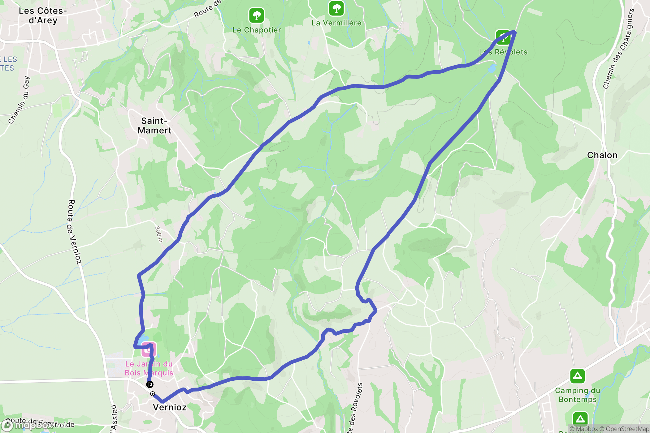 Assieu : carte du parcours de randonnée - France