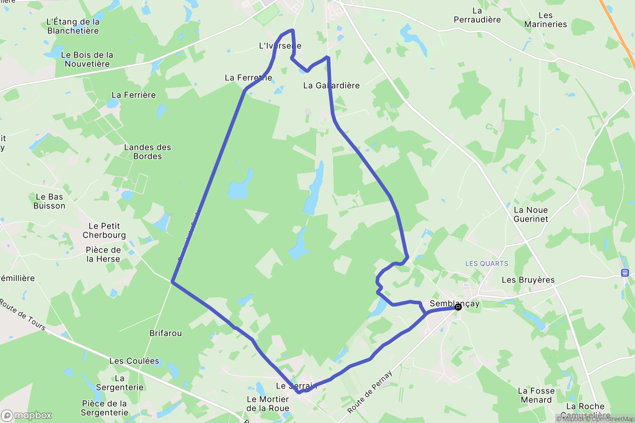 Semblançay : carte du parcours de randonnée - France