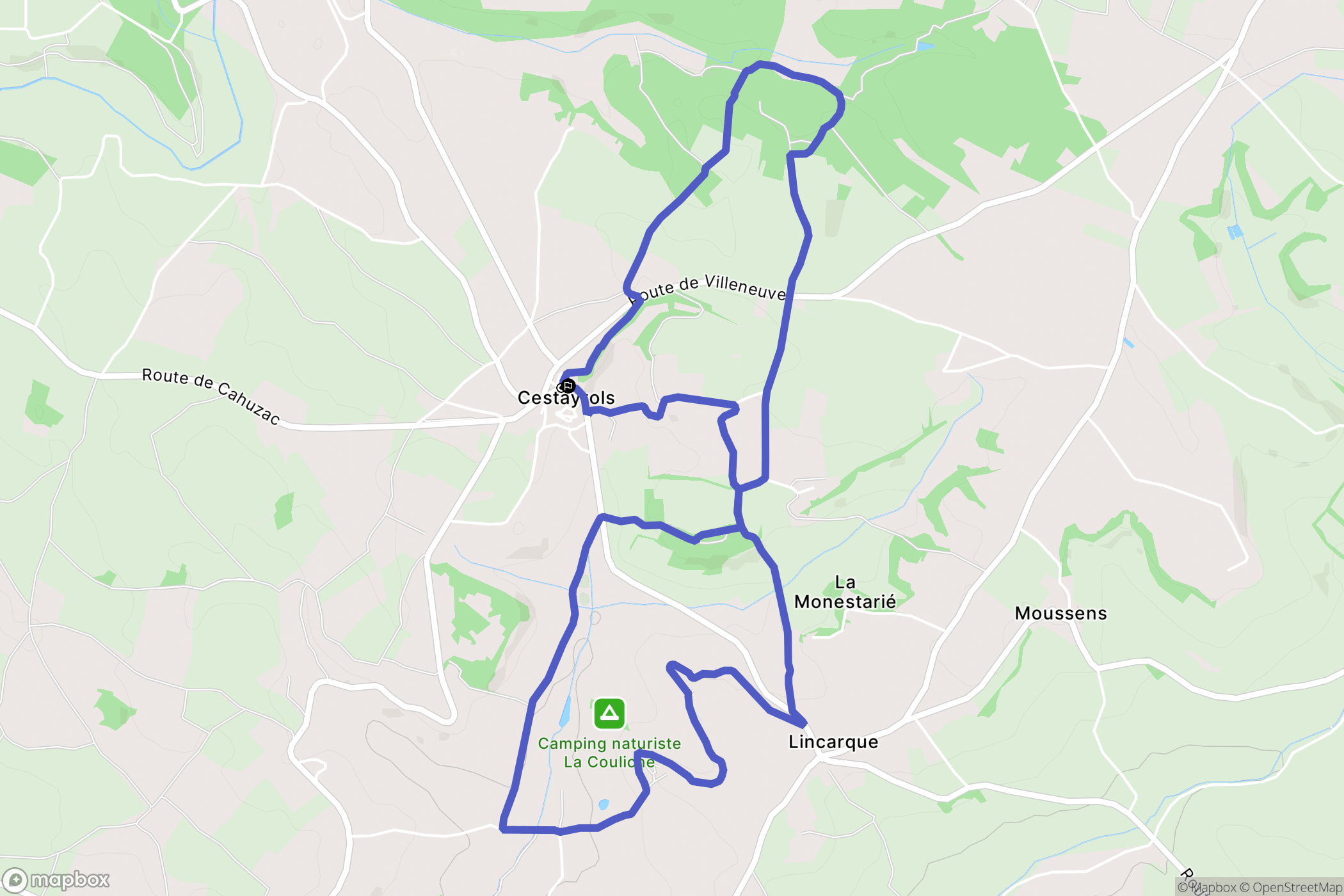 Cestayrols : carte du parcours de randonnée - France
