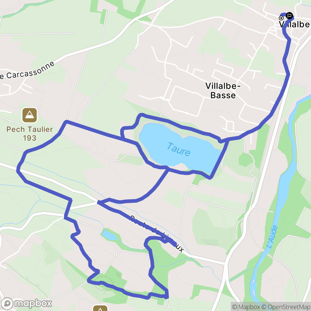 Carcassonne : carte du parcours de randonnée - France