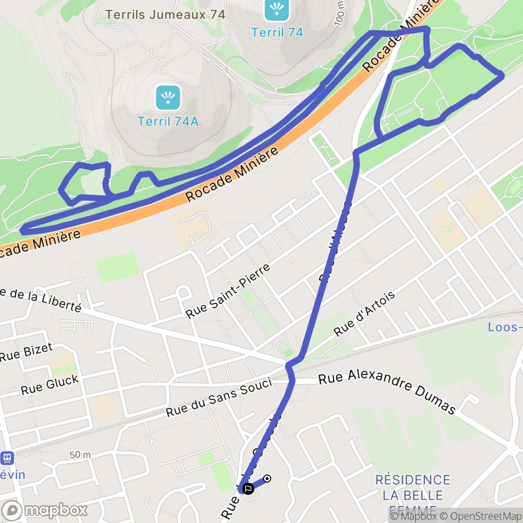 Liévin : carte du parcours de randonnée - France